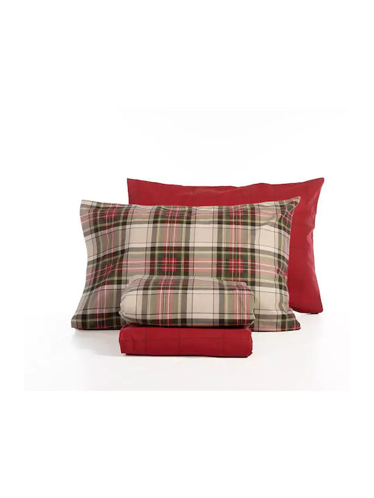 Nef-Nef Homeware Bettwäsche-Set Einzel Flanell 160x260cm. Noel Red, Grey 3Stück