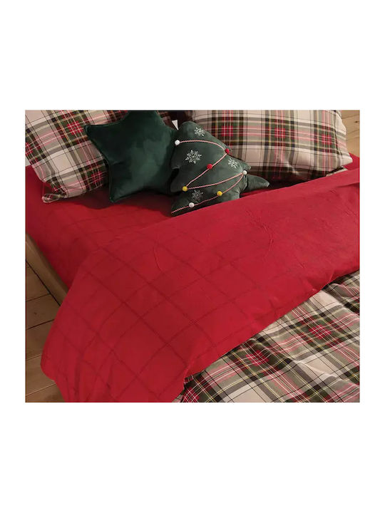 Nef-Nef Homeware Set Cearșafuri Flanel 240x260cm. Noel Red, Grey 4buc