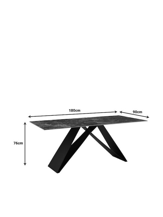 Tisch Speisesaal Black Marble 180x90x76cm