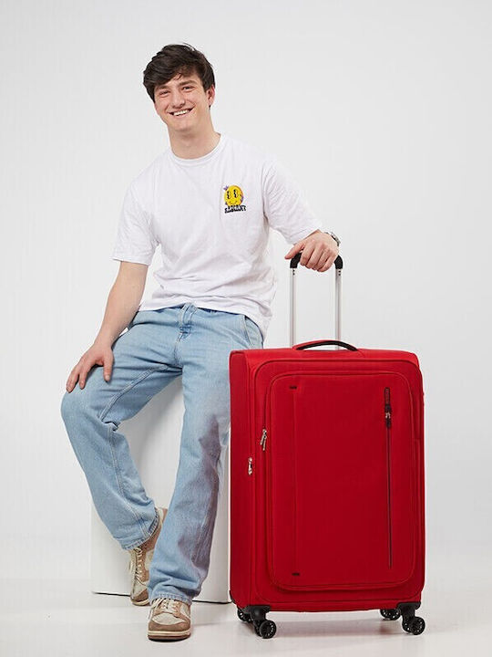 American Tourister Cloudrider Large Travel Suitcase Fabric Astral Red with 4 Wheels Height 78cm 157367-0424