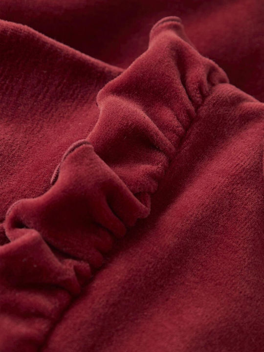 Children's Dress Long Sleeve Velvet Velvet Red Dahlia
