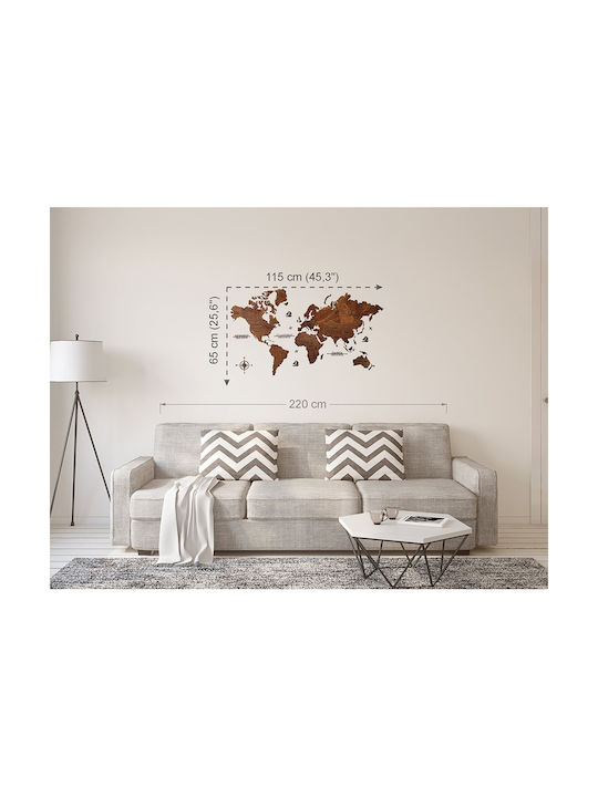 Woodmymap Handmade Wall Decor Made of Wood 115x65cm
