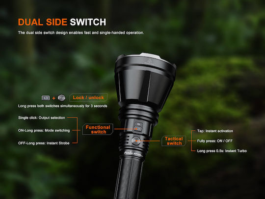 Fenix Rechargeable Flashlight LED IP68 with Maximum Brightness 3700lm