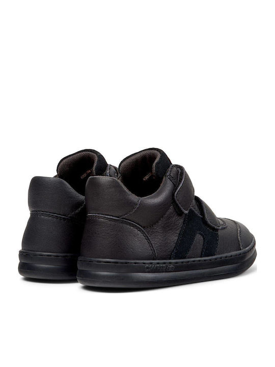Runner Lederne Kinderstiefeletten mit Klettverschluss Schwarz