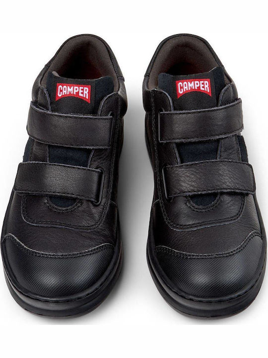 Runner Lederne Kinderstiefeletten mit Klettverschluss Schwarz
