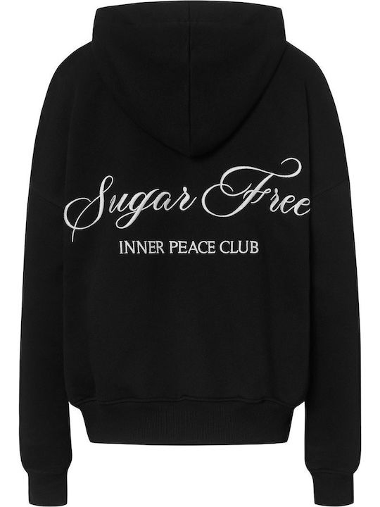 Long Women's Sweatshirt Jacket Hooded Black