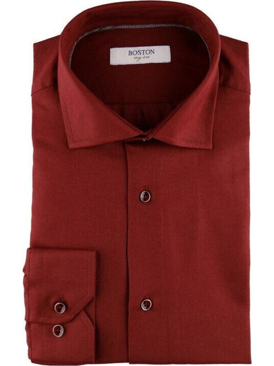 Long-sleeved Cotton Shirt Burgundy
