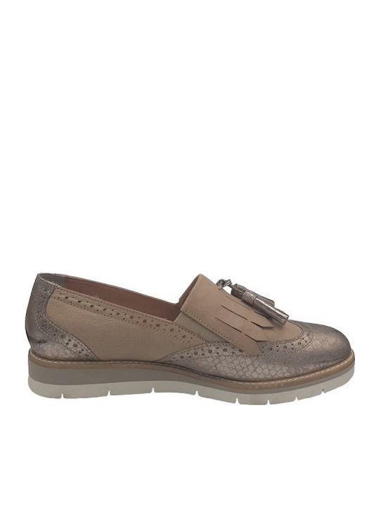 Women's Leather Oxford Shoes Beige