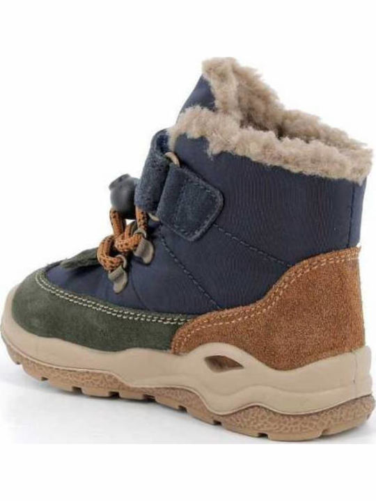 Anatomic Leather Kids Boots Barefoot with Hoop & Loop Closure Blue