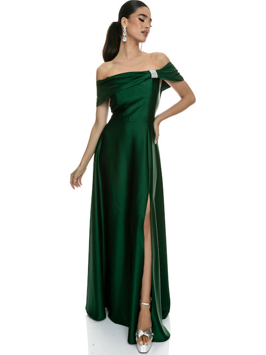Maxi Dress for Wedding / Baptism Satin Green
