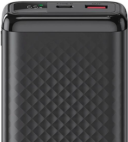 XO PB309 Power Bank 20000mAh 22.5W with USB-A Port and USB-C Port Quick Charge 3.0 Black