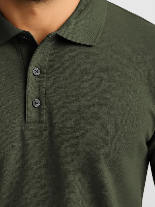 Polo Langarmbluse Khaki