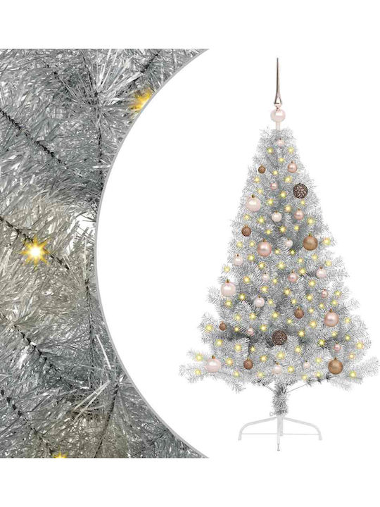 Weihnachtsbaum Künstlicher 150cm mit LED-Beleuchtung Silber