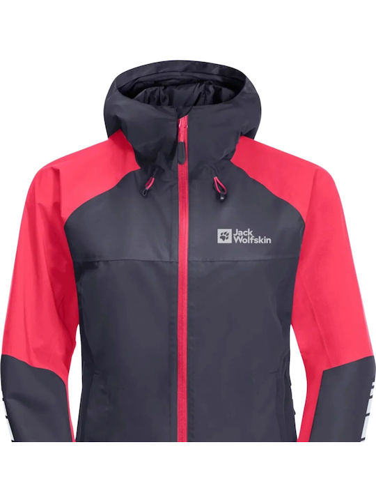 Women's for Hiking Sports Jacket Waterproof and Windproof for Winter with Hood Black