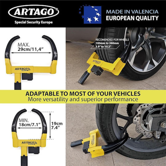 Artago Anti-theft Car Wheel Clamp with Alarm
