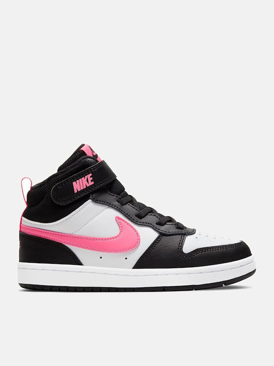 Court Borough Mid 2 Kids Sneakers High With Hoop & Loop Closure Black