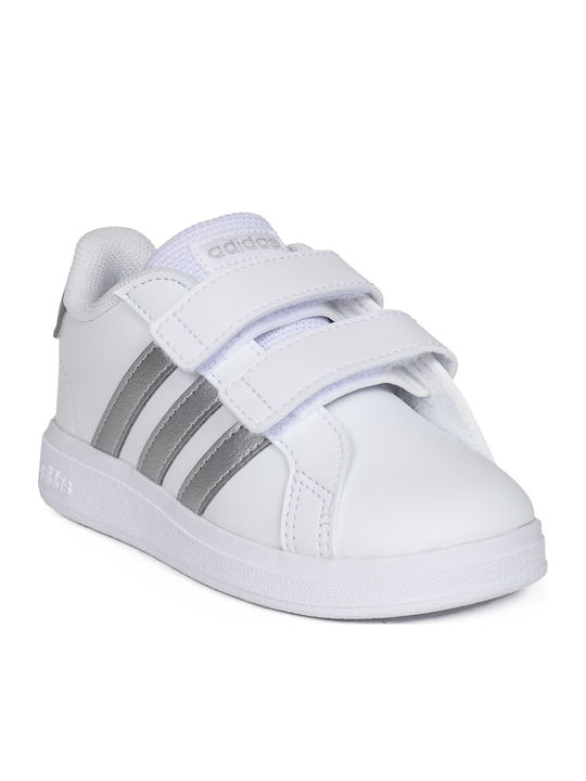 Grand Court 2.0 CF I Kids Sneakers with Hoop & Loop Closure Cloud White / Matte Silver