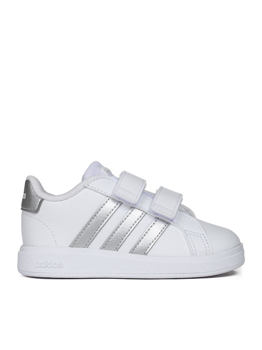 Grand Court 2.0 CF I Kids Sneakers with Hoop & Loop Closure Cloud White / Matte Silver