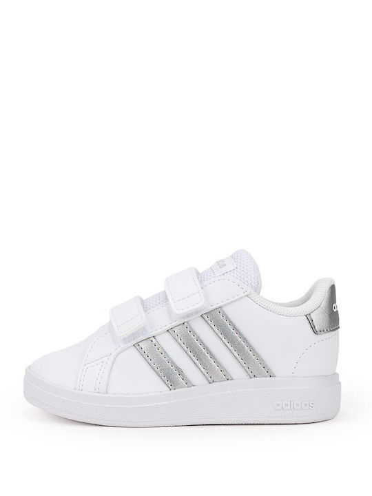 Grand Court 2.0 CF I Kids Sneakers with Hoop & Loop Closure Cloud White / Matte Silver