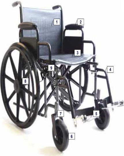 Alfa Care Smart Standard AC-45 Rollstuhl 24" Klappbar Einfacher Typ Alfa Care Rollstuhl Klappbar mit aufblasbaren Rädern 24" 41cm 13-528-048 Blauw