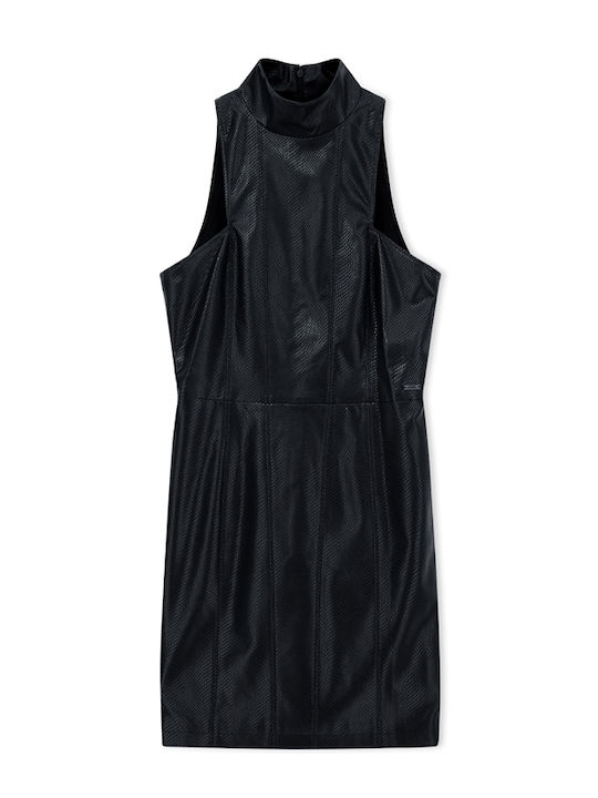 Mini Abendkleid Leder Schwarz