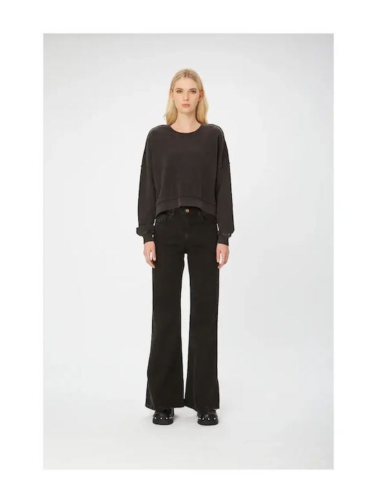 Дълга Дамски Суитшърт Худи Vintage Black