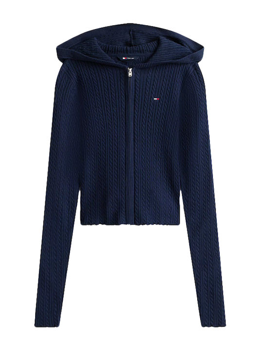 Essential Women's Knitted Cardigan with Zipper Blue