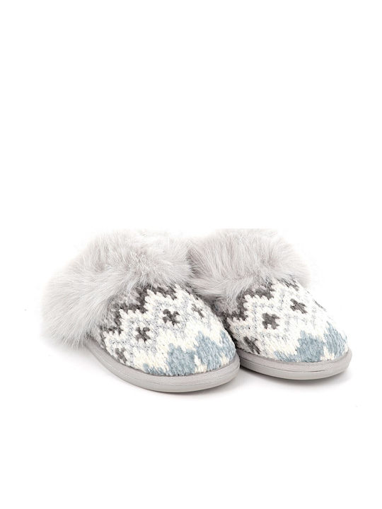 Winter Women's Slippers with Fur Gray