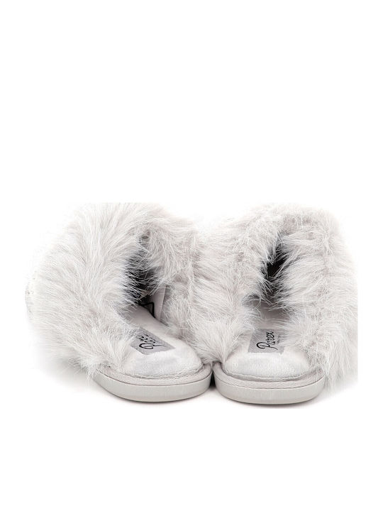Winter Women's Slippers with Fur Gray