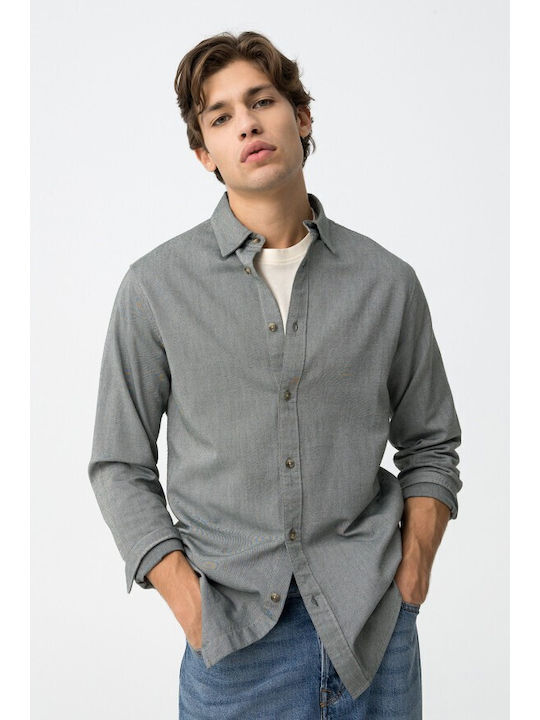 Long-sleeved Cotton Shirt Gray