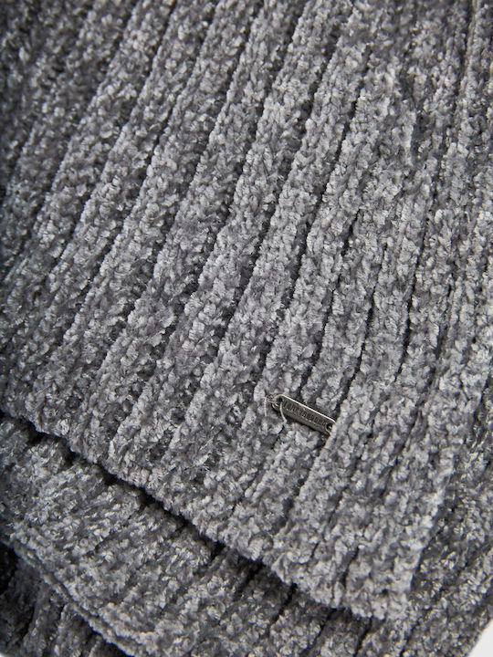 Beanie Beanie with Rib Knit in Gray color