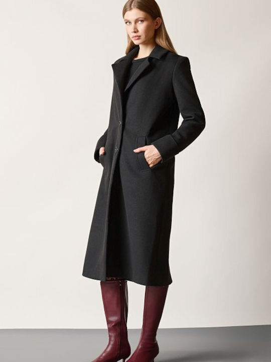 Дамско Black Палто Oversized с копчета