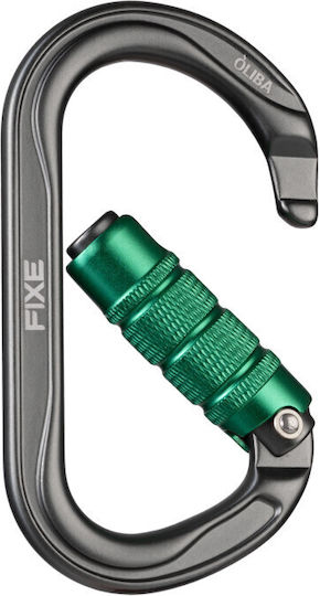 Fixe Oliba Triple Lock Anthracite Green Carabiner Ασφαλειας