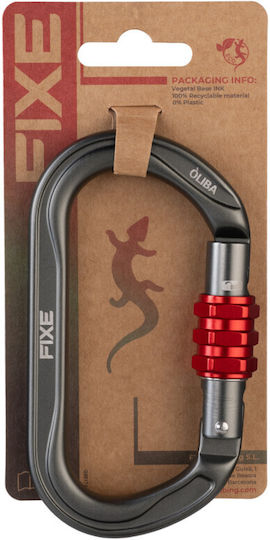 Fixe Oliba Screw Lock Anthracite Red Carabiner Ασφαλειας