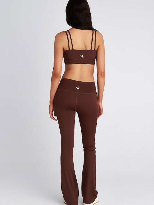 High Waist Sweatpants Flared Brown