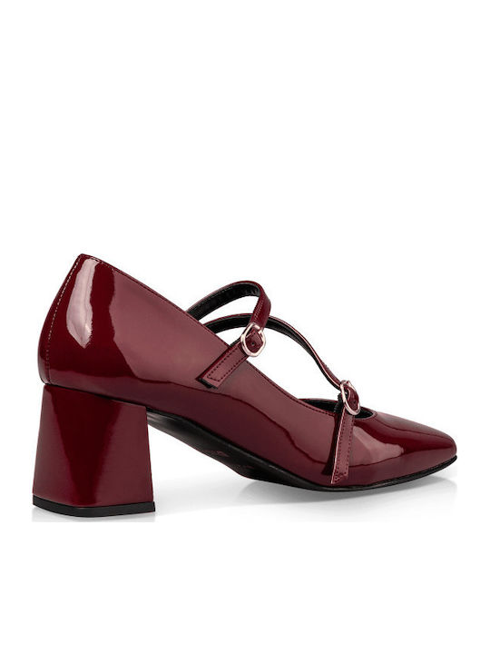 Pumps mit Riemchen Burgundisch