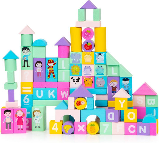 Smartic Cuburi De Construit Educative Din Lemn Pentru 3+ Ani 100 Bucăți