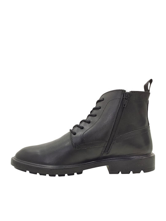 Leather Black Men's Boots Waterproof Anatomical with Zipper