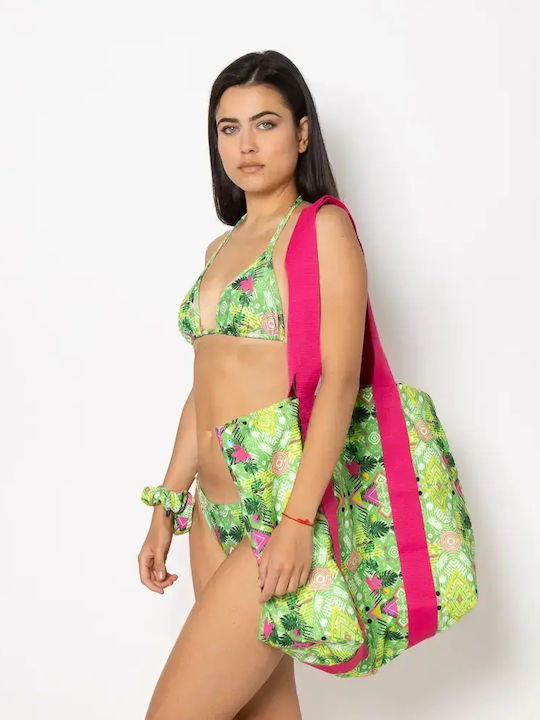 Vasiliki Stoff Strandtasche Grün