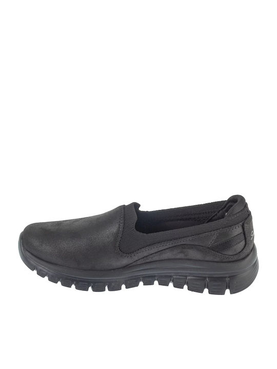 Graceful Leaning In Women's Slip-Ons Made of Synthetic Leather Black