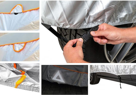Smartic Husa Auto SUV Anti-grindină M 430 X 160 X 120 Cm Lacăt Antifurt Rezistentă La Apă Soare Îngheț Praf Buzunare De Ventilație Dungi Reflectorizante Geantă De Depozitare Gri