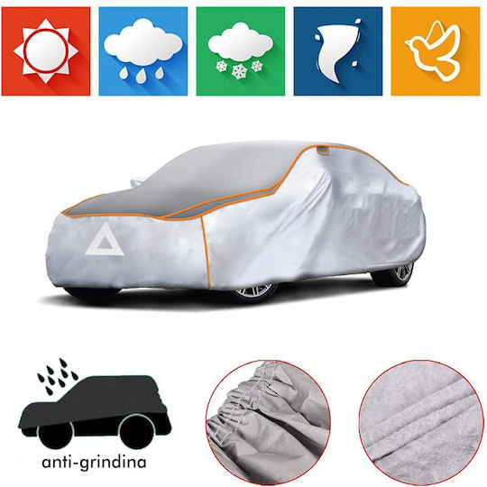 Smartic Husa Auto SUV Anti-grindină M 430 X 160 X 120 Cm Lacăt Antifurt Rezistentă La Apă Soare Îngheț Praf Buzunare De Ventilație Dungi Reflectorizante Geantă De Depozitare Gri