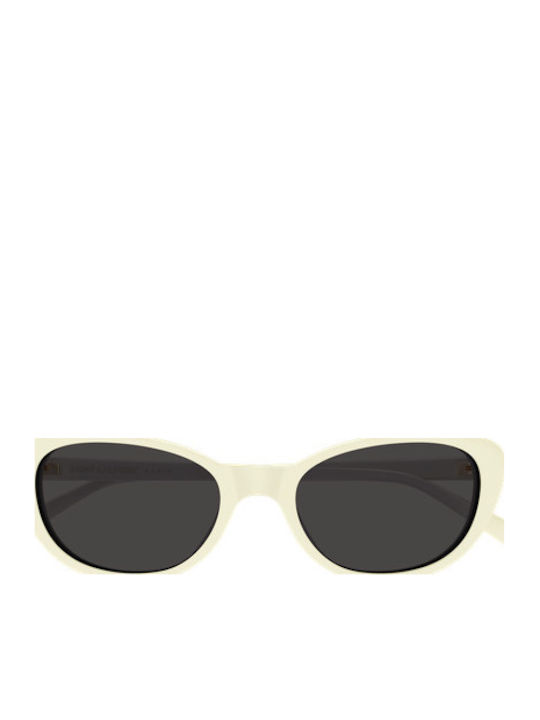 Ysl Women's Sunglasses with White Plastic Frame and Gray Lens SL 822 004