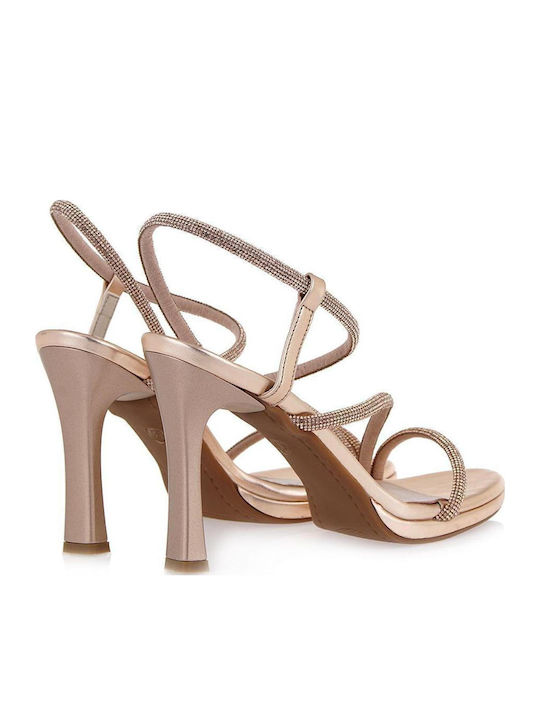 Leather Sandals with Strass Copper/Xalco