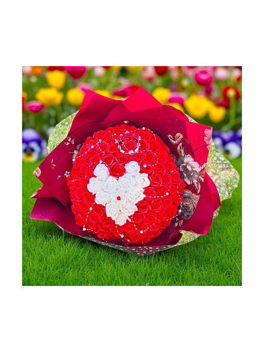 Royal Red Bouquet 101 Soap Roses Decorative Accessories 40 Cm