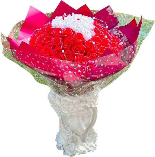 Buchet Regal Roșu 101 Trandafiri Săpun Accesorii Decorative 40 Cm