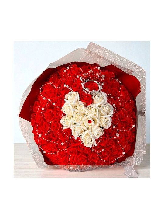 Royal Red Bouquet 101 Soap Roses Decorative Accessories 40 Cm