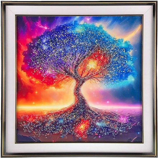 Großes Abstraktes Gemälde Mit Schimmerndem Effekt Chromatische Symphonie In Einen Goldenen Rahmen 72x72 Cm