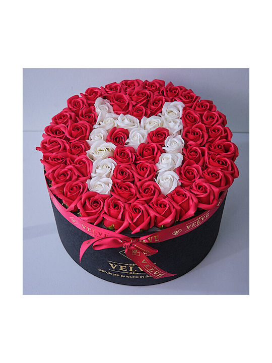 Personalized Eternal Floral Arrangement Letter M In Black Round Box 55 Soap Roses Personalized Eternal Floral Arrangement Letter M In Black Round Box 55 Soap Roses