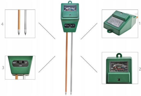Tester Sol 3 În 1 Ph Umiditate Lumină 2 Sonde Înălțime 29,3 Cm
